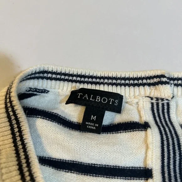 Talbots Pullover HELL-O Sweater Medium striped COTTON - Picture 4 of 7